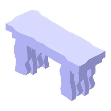 Stone bench representing prehistoric dolmen in isometric view Stock Illustration