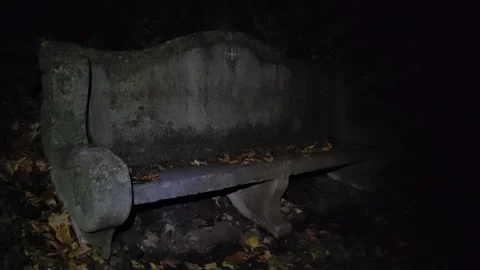 Stone bench reveal in the dark Video stock 286798412