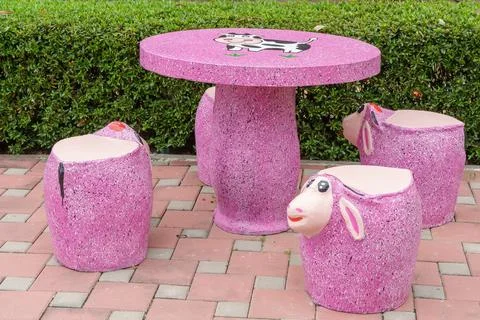 Stone bench table set 스톡 사진