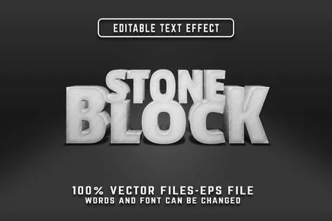 Stone Block 3d Realistic Eps Text Effect Illustrazione stock