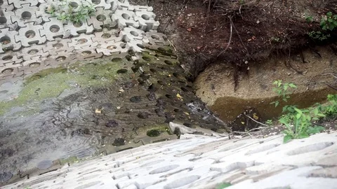 Stone Block Puzzle Waterfall Stockbeeldmateriaal 79331833