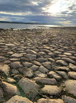Stone block road pavement Stock Photos