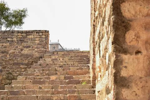 The Stone block Steps walk path in the park/Fort stock photograph image Stock Photos