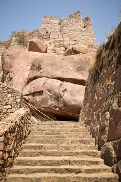 The Stone block Steps walk path in the Fort stock photograph image Stock-Fotos
