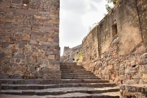 The Stone block Steps walk path in the park/Fort stock photograph image Stock Photos