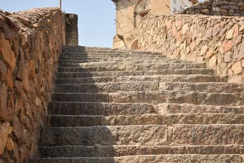 The Stone block Steps walk path in the Fort stock photograph image Foto stock