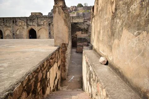 The Stone block Steps walk path in the park/Fort stock photograph image Stock Photos