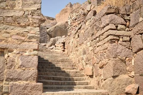 The Stone block Steps walk path in the Fort stock photograph image Stock Photos