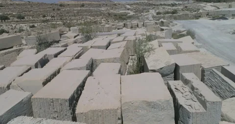 Stone blocks in abandoned open air quarry seen from air Stock Footage 210233293