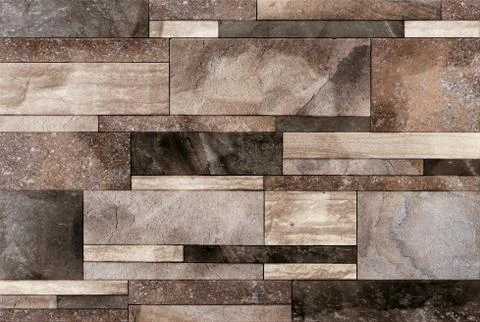 Stone blocks decorative mosaic shape shameless Pattern in wall background. Stock Photos