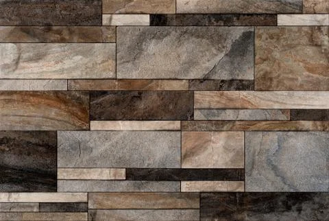 Stone blocks decorative mosaic shape shameless Pattern in wall background. Stock Photos