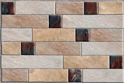 Stone blocks decorative mosaic shape shameless Pattern in wall background. Stock Photos