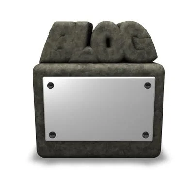 Stone blog on socket with blank white sign - 3d illustration Stock-Illustration