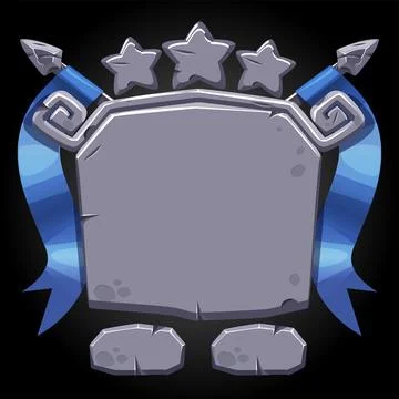 Stone board user interface with stars of achievement for the game. Stock Illustration