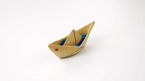 Stone Boat on white background video Stock Footage 239342841