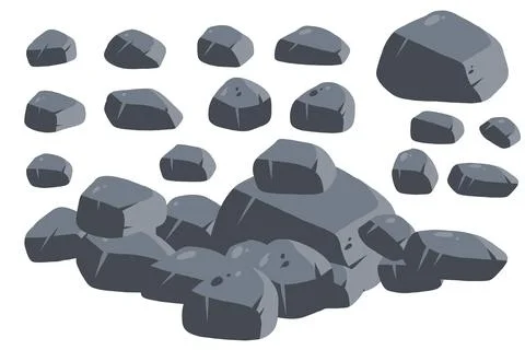 Stone boulder. Granite debris Stock Illustration