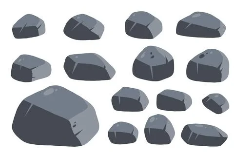 Stone boulder. Granite debris Stock Illustration
