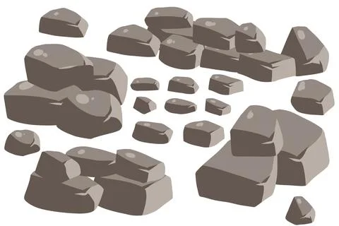 Stone boulder. Pile of rubble rock block. Stock Illustration