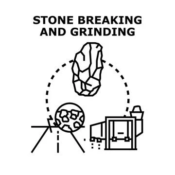 Stone breaking and grinding process for road building materials イラスト素材