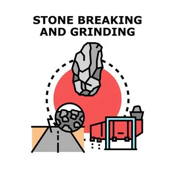 Stone breaking and grinding process for road building materials イラスト素材