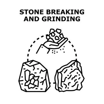 Stone breaking grinding process concept illustration Stock Illustration