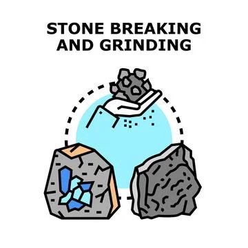 Stone breaking grinding process concept illustration Stock Illustration