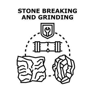 Stone breaking grinding process mineral extraction concept Stock Illustration