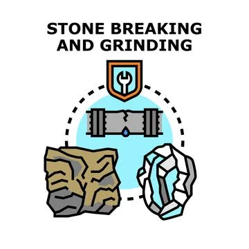 Stone breaking grinding process mineral extraction concept Stock Illustration