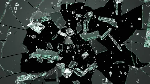 The stone breaks the glass. Stock Footage 154951689