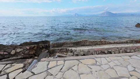 Stone Breakwater Collapsed After Intense Coastal Weather Video stock 306318537