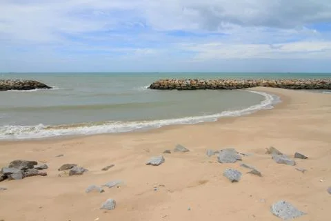 Stone breakwater Foto stock