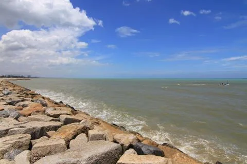 Stone breakwater Stock Photos