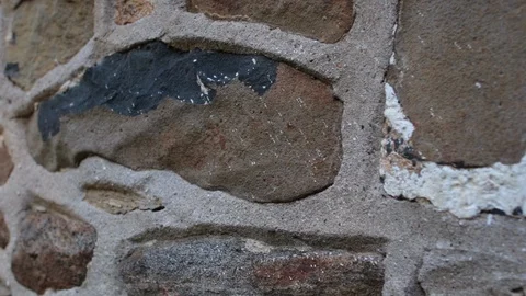 Stone brick wall close right to left.mov Video stock 95763283