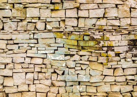 Stone Brick Wall With Paint Marks Stock Photos