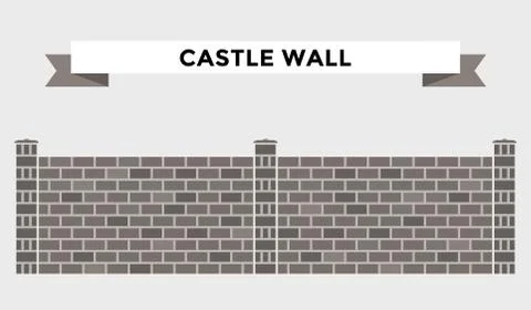 Stone bricks fence isolated on white background Stock Illustration