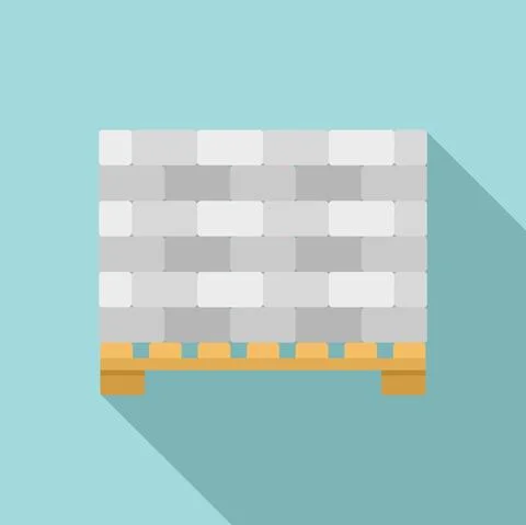 Stone bricks on pallet icon, flat style Stock Illustration