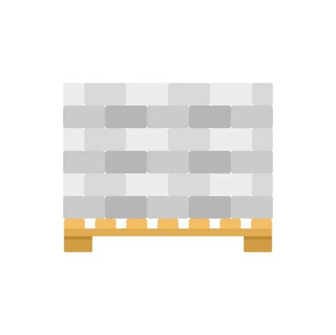 Stone bricks on pallet icon flat isolated vector Stock Illustration