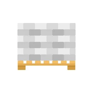 Stone bricks on pallet icon flat isolated Stock Illustration