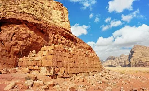 Stone bricks wall at Lawrence's spring - popular tourist spot, movie locati.. Stock Photos