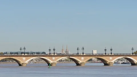 Stone bridge in Bordeaux. Stock Footage 96984218