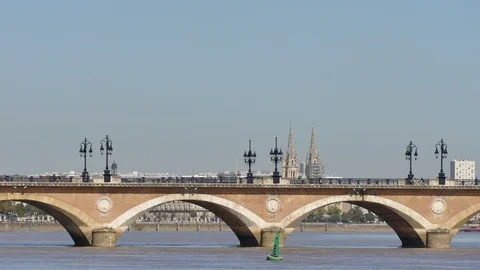Stone bridge in Bordeaux. Stock Footage 96984729