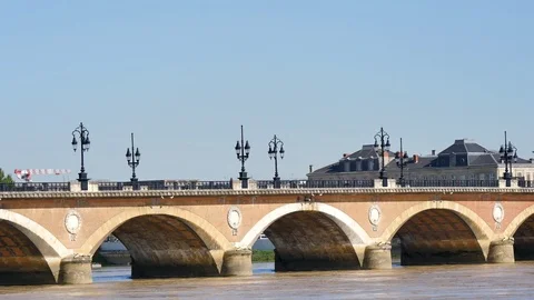 Stone bridge in Bordeaux. Stock Footage 96985144