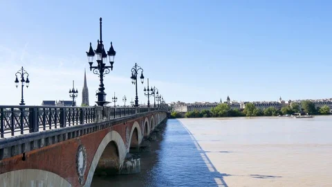 Stone bridge in Bordeaux. Stock Footage 96985568