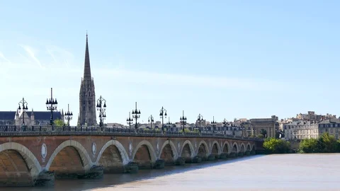 Stone bridge in Bordeaux. Stock Footage 96986140