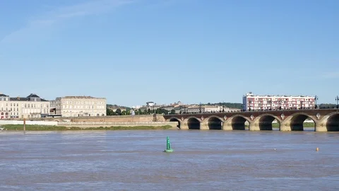 Stone bridge in Bordeaux. Stock Footage 96988818
