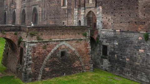 Stone bridge to castle Stock Photos