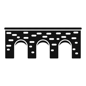 Stone bridge connecting sides of river bank simple icon Stock Illustration