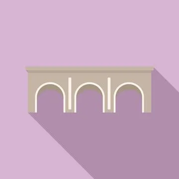 Stone bridge icon flat vector. River arch Stock Illustration