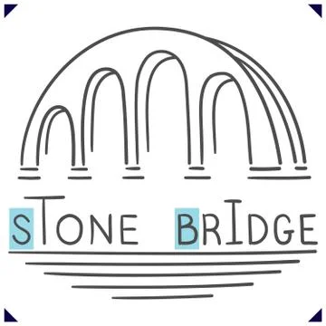 Stone Bridge. Logo template in sketch. Simple design for emblem. Vector Stock-Illustration