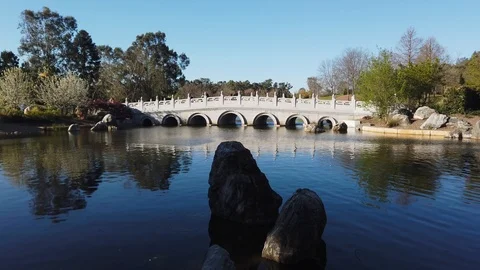 Stone bridge over the lake Video stock 117817350